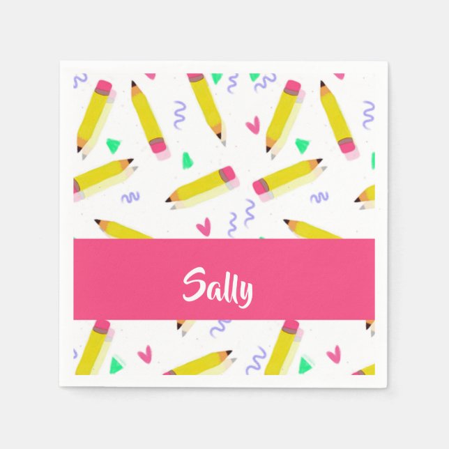 Yellow pencils and scrabbles on white napkin (Front)