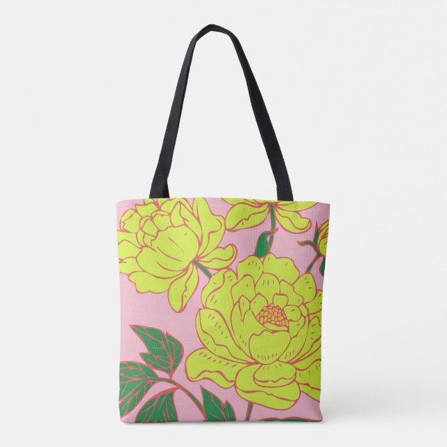Yellow Peonies #2 Tote Bag (Back)