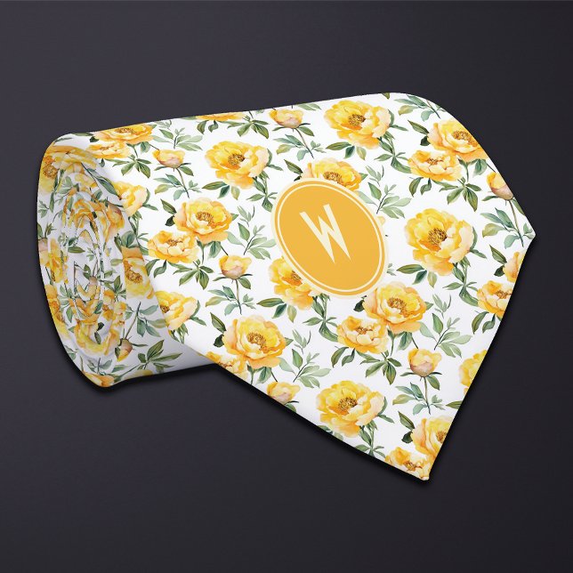 Yellow Peonies Floral  Tie (Creator Uploaded)