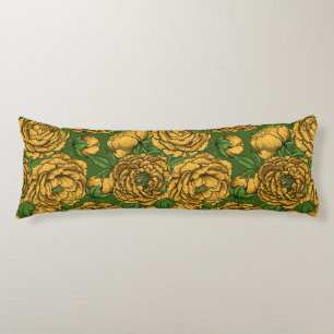 Yellow peony bouquet body cushion