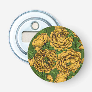 Yellow peony bouquet bottle opener
