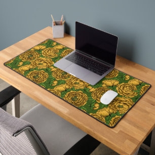 Yellow peony bouquet desk mat
