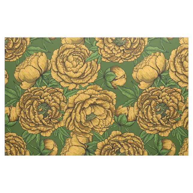 Yellow peony bouquet fabric (Fat Quarter)