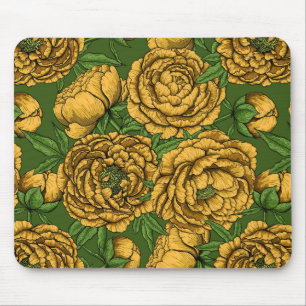 Yellow peony bouquet mouse mat
