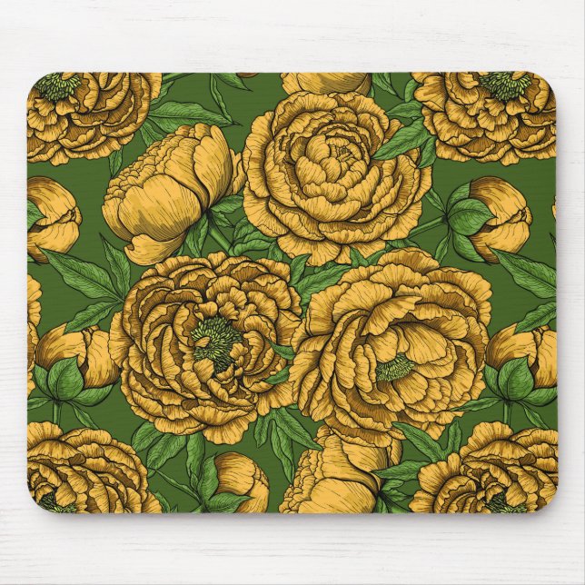 Yellow peony bouquet mouse mat (Front)