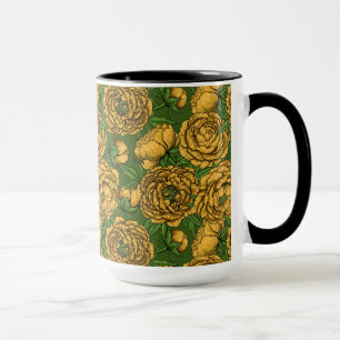 Yellow peony bouquet mug