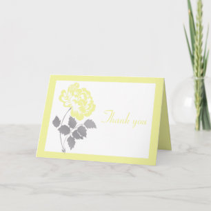 Yellow Peony on White with Grey Thank You Card
