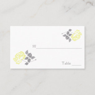 Yellow Peony with White and Grey Placecards