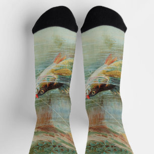 Yellow Perch by S.A. Kilbourne, Vintage Fish Socks