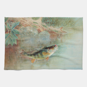 Yellow Perch by S.A. Kilbourne, Vintage Fish Tea Towel