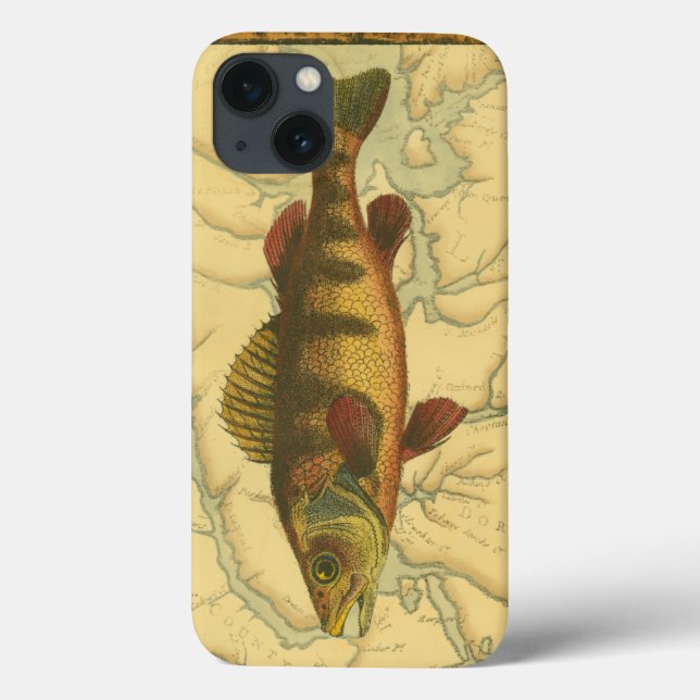 Yellow Perch on Map Case-Mate iPhone Case (Back)