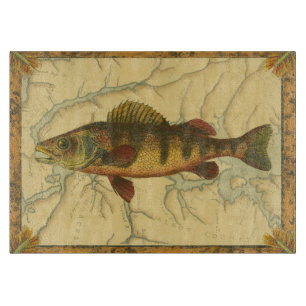 Yellow Perch on Map Cutting Board