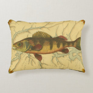 Yellow Perch on Map Decorative Cushion