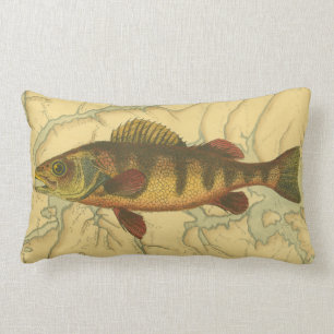 Yellow Perch on Map Lumbar Cushion