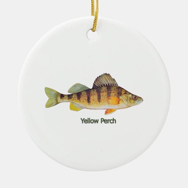 Yellow Perch titled Ceramic Tree Decoration (Front)