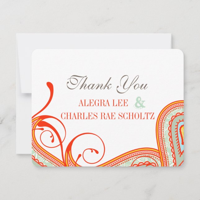 Yellow Persimmon Aqua Mint Typography Thank You (Front)