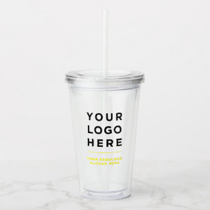 Yellow Personalised Clear Tumbler with Straw