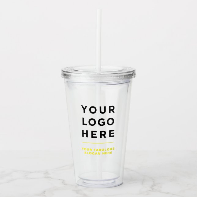 Yellow Personalised Clear Tumbler with Straw (Front)