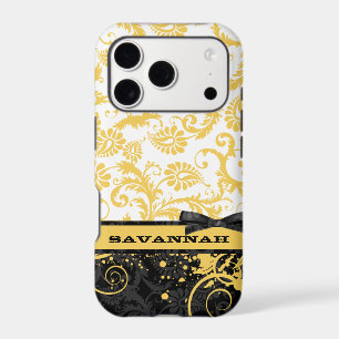 Yellow Personalised Damask iPhone 6 case