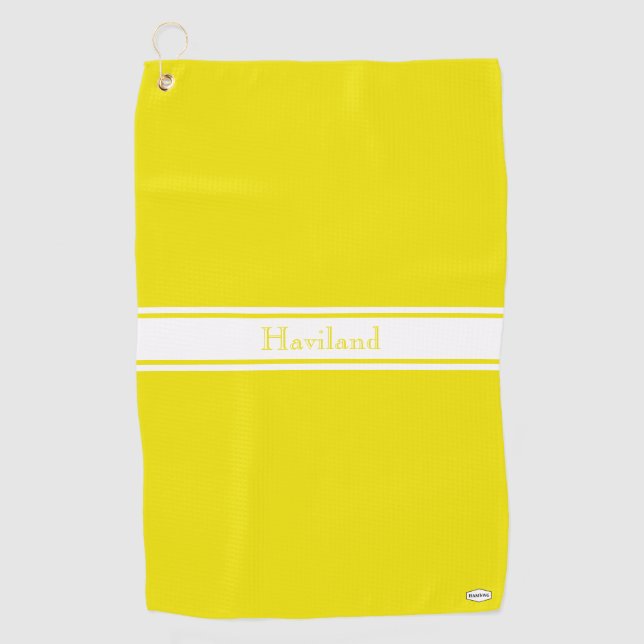 Yellow Personalised Golf Towel HAMbWG (Front)