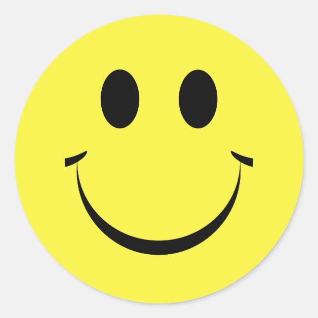 Yellow Personalised Happy Face Cute Classic Round Sticker (Front)
