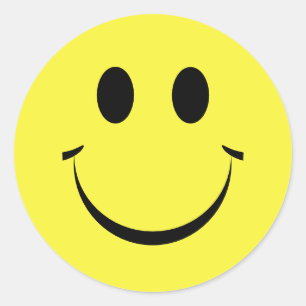 Yellow Personalised Happy Face Cute Classic Round Sticker