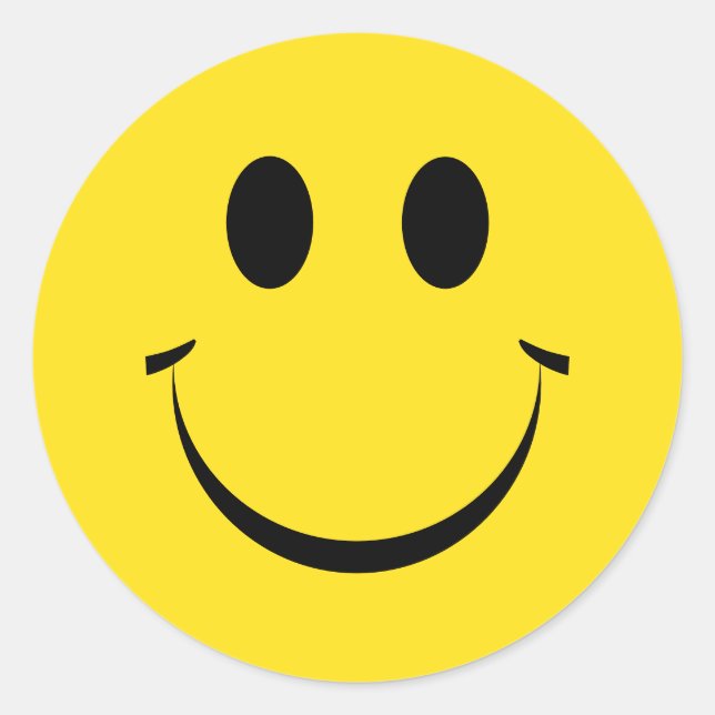 Yellow Personalised Happy Face Cute Classic Round  Sticker (Front)