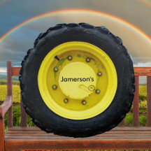 yellow personalised name tractor wheel tire