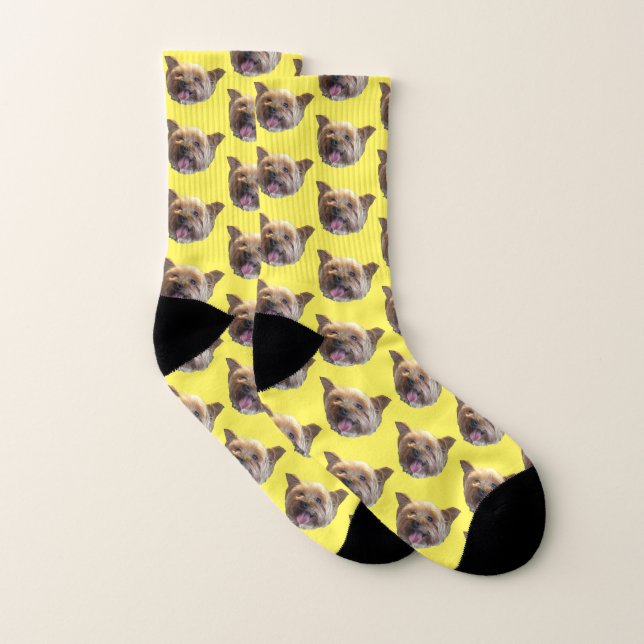 Yellow Personalised Pet Photo Keepsake Memory Socks (Pair)