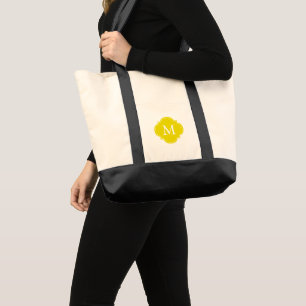 Yellow Personalised Quatrefoil Monogram Tote Bag