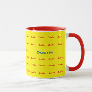 yellow personalised typography mug