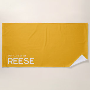 Yellow Personalized Slogan Beach Towel