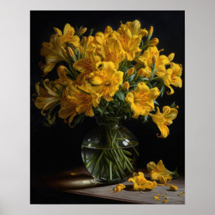 Yellow Peruvian Lily Flowers Art Print Poster