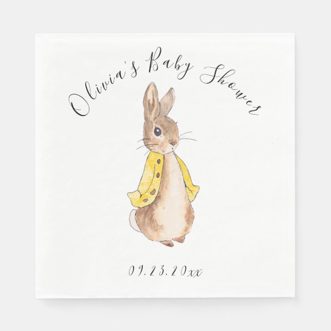 Yellow Peter Rabbit Boy Girl Baby Shower Napkins (Front)