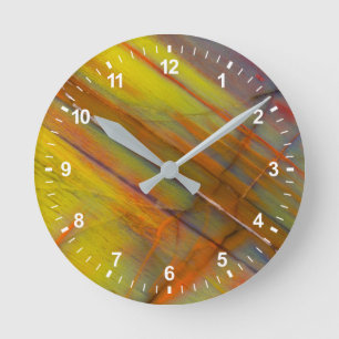 Yellow Petrified Wood Round Clock