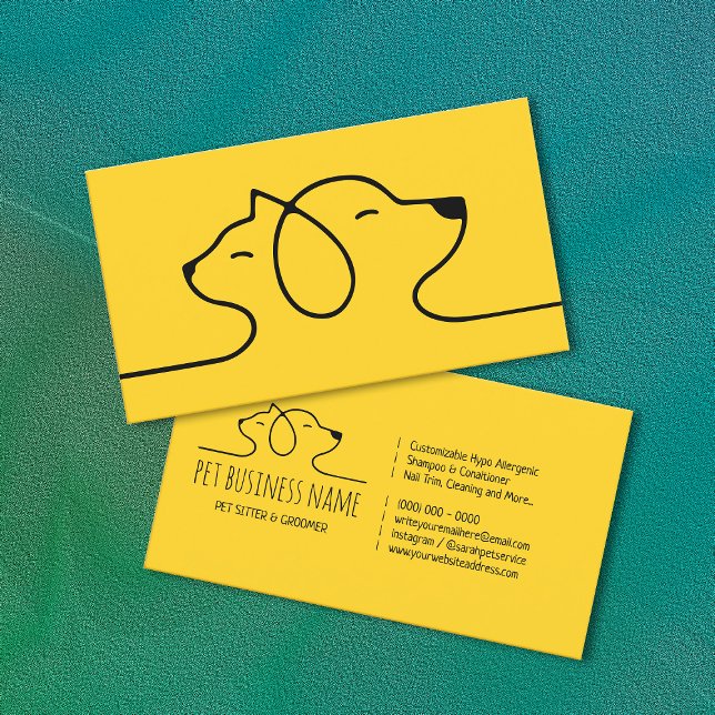 Yellow Petsitter dog and cat logo veterinary Business Card (Creator Uploaded)