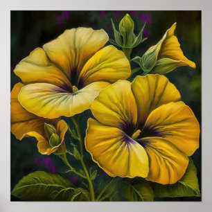 Yellow Petunias Flower Art Print Poster