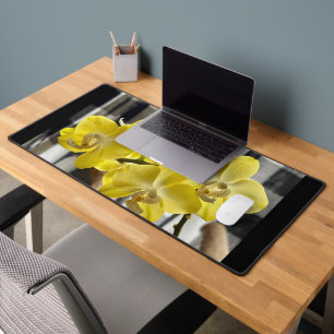 Yellow Phalaenopsis Orchid Flowers Desk Mat
