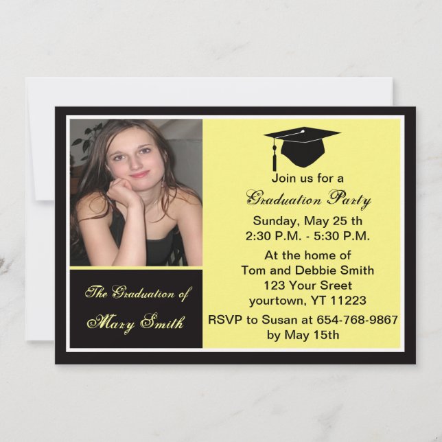 Yellow Photo Graduation Party Invitation (Front)