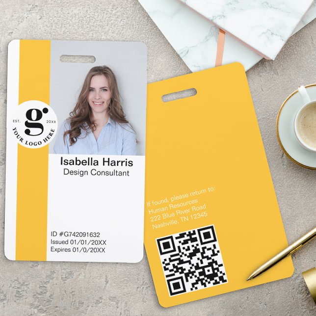 Yellow Photo ID Badge with QR Code (Creator Uploaded)