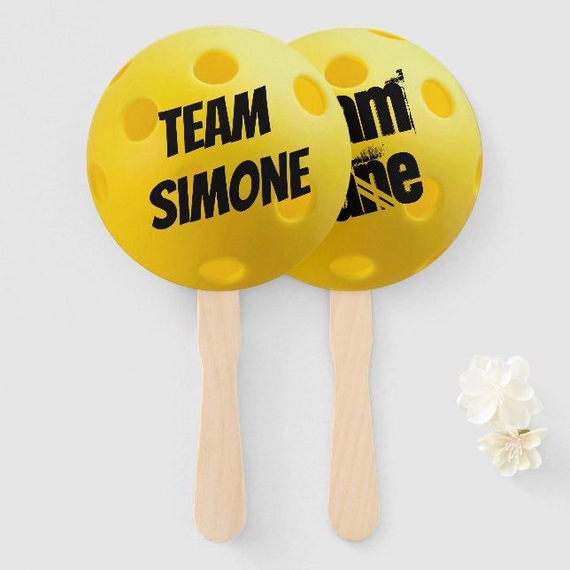 Yellow Pickleball Balls Pickleball Tournament Hand Fan (Front and Back)