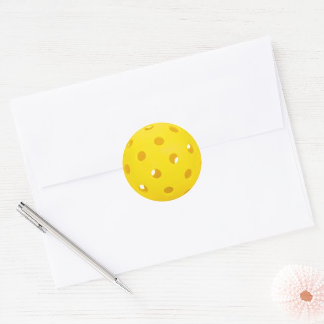 Yellow Pickleball Classic Round Sticker (Envelope)