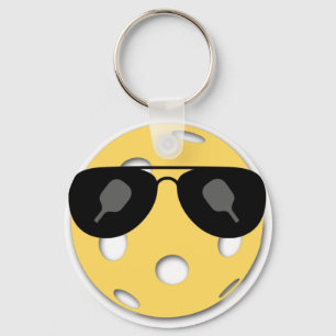 Yellow pickleball key ring