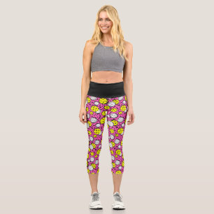 💛Yellow pickleballs on pink Capri Leggings