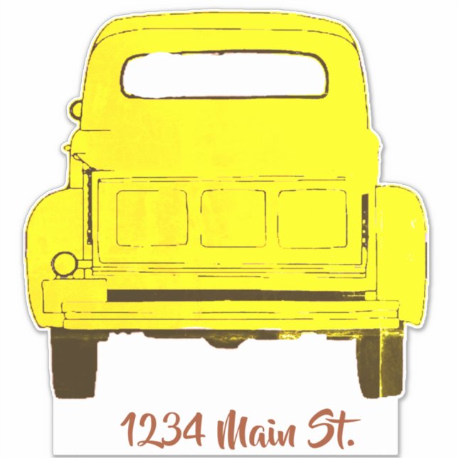 Yellow pickup mailbox sticker (Front)