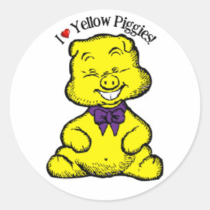 Yellow Pig Day Classic Round Sticker
