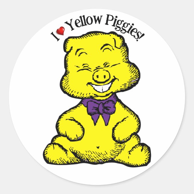Yellow Pig Day Classic Round Sticker (Front)