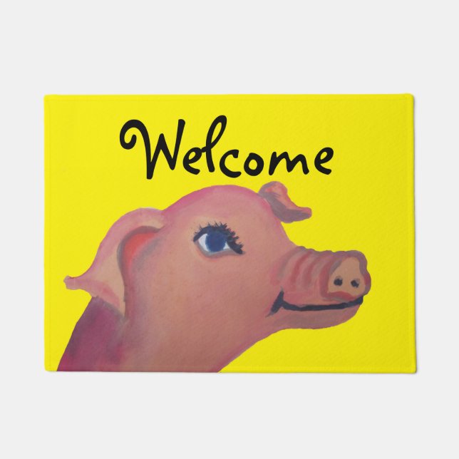 yellow pig welcome mat (Front)