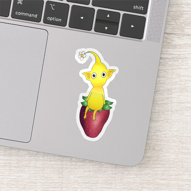 Yellow Pikmin on Strawberry Sticker (Detail)