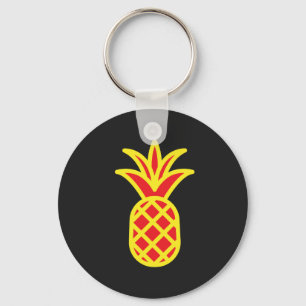 Yellow Pine Apple in Black Key Ring